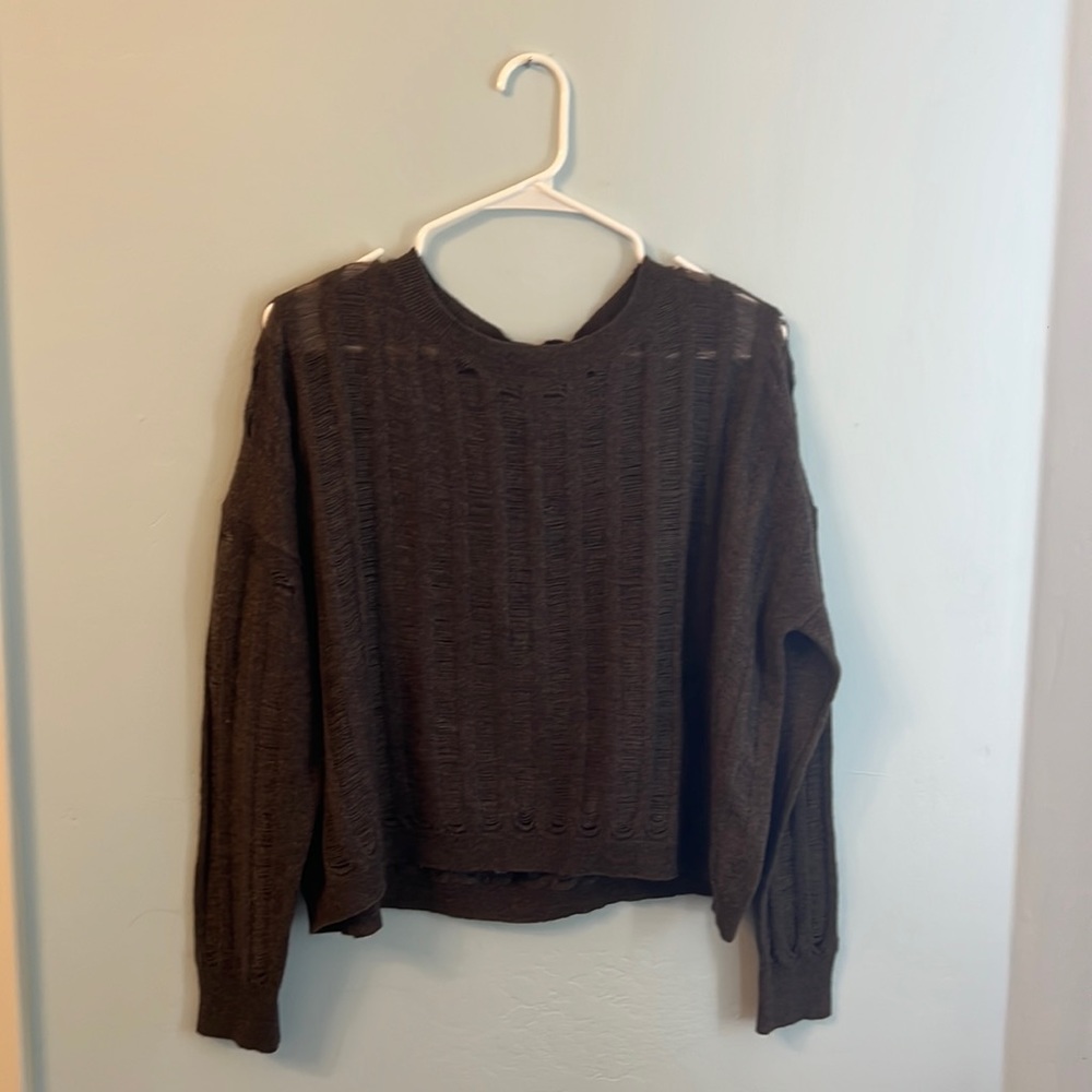 Brown Skull Cashmere Distressed Sweater